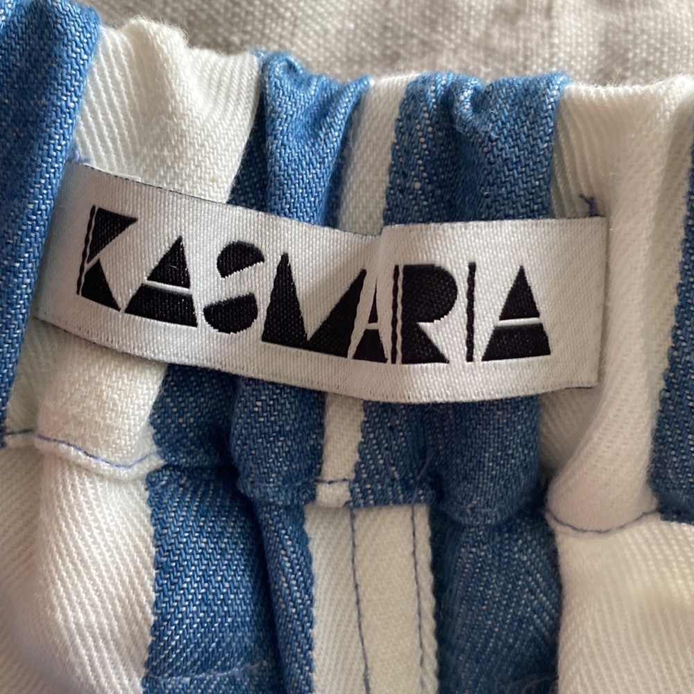 Striped Blue and White Women's Shorts - Picture 2 of 3